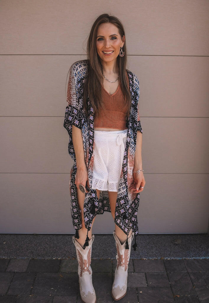 Kelsey Boho Print Combo Kimono-Kimonos-Krush Kandy, Women's Online Fashion Boutique Located in Phoenix, Arizona (Scottsdale Area)
