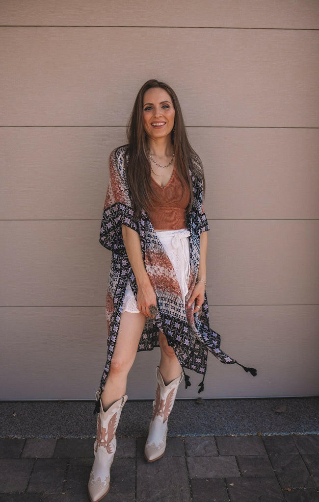 Kelsey Boho Print Combo Kimono-Kimonos-Krush Kandy, Women's Online Fashion Boutique Located in Phoenix, Arizona (Scottsdale Area)