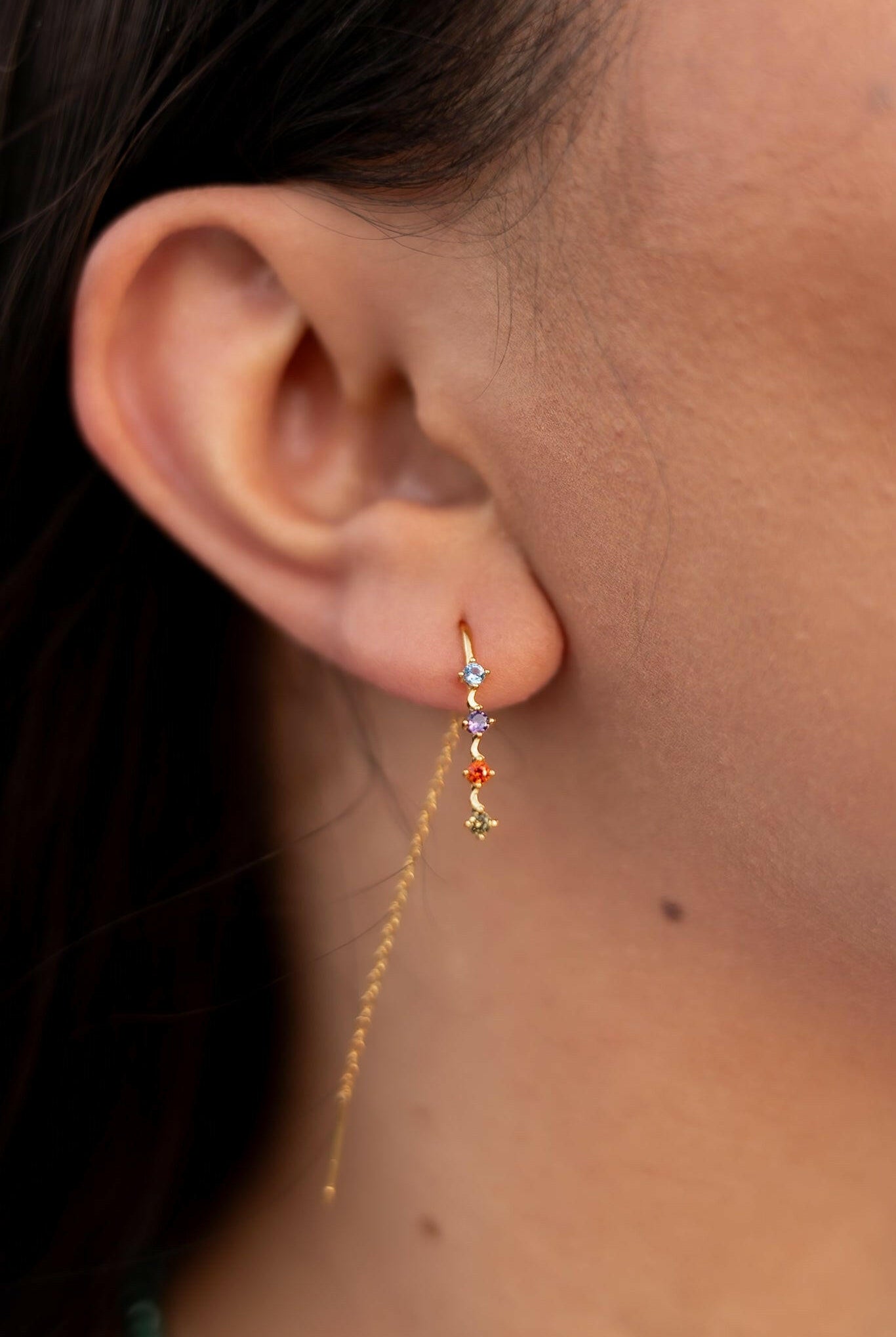 Sterling Silver Cubic Zirconia Tassel Minimalist Threader Earring-Earrings-Krush Kandy, Women's Online Fashion Boutique Located in Phoenix, Arizona (Scottsdale Area)