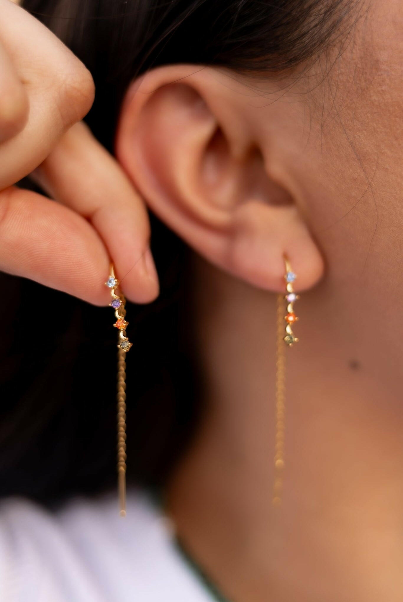 Sterling Silver Cubic Zirconia Tassel Minimalist Threader Earring-Earrings-Krush Kandy, Women's Online Fashion Boutique Located in Phoenix, Arizona (Scottsdale Area)