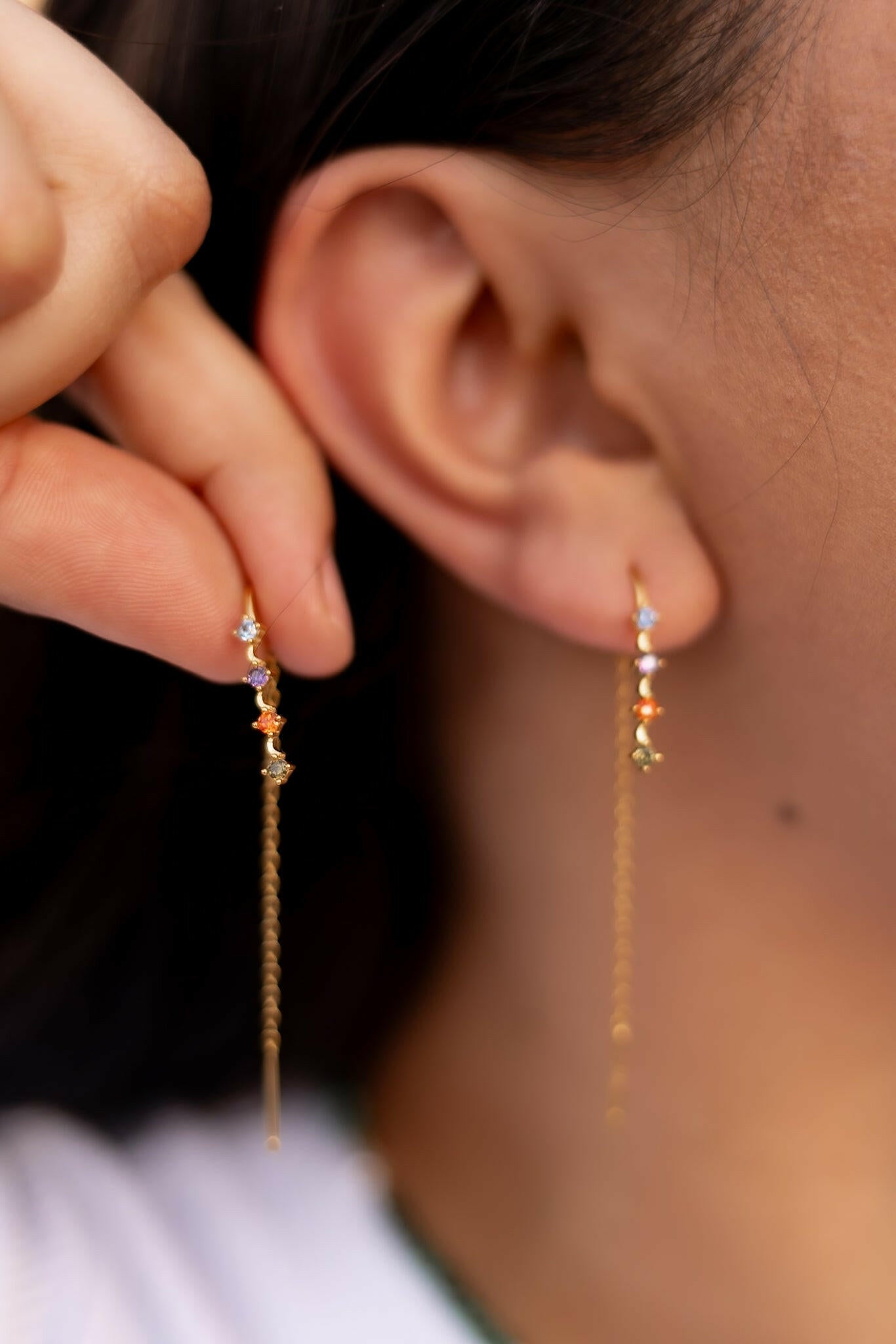 Sterling Silver Cubic Zirconia Tassel Minimalist Threader Earring-Earrings-Krush Kandy, Women's Online Fashion Boutique Located in Phoenix, Arizona (Scottsdale Area)