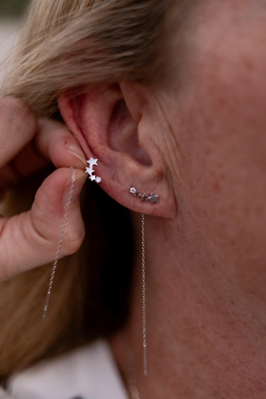 Sterling Silver Tassel Trend Threader Earrings-Earrings-Krush Kandy, Women's Online Fashion Boutique Located in Phoenix, Arizona (Scottsdale Area)