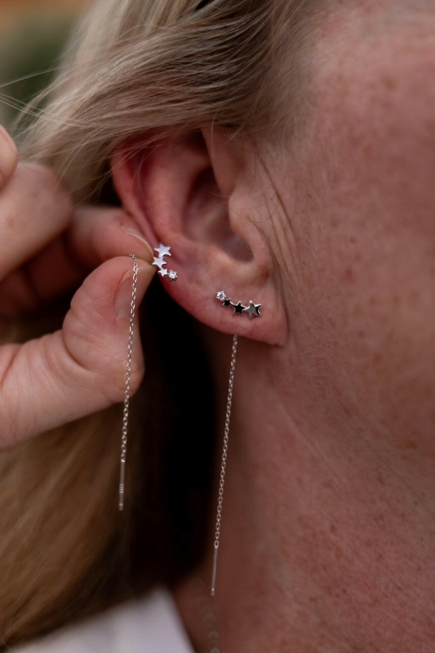 Sterling Silver Tassel Trend Threader Earrings-Earrings-Krush Kandy, Women's Online Fashion Boutique Located in Phoenix, Arizona (Scottsdale Area)