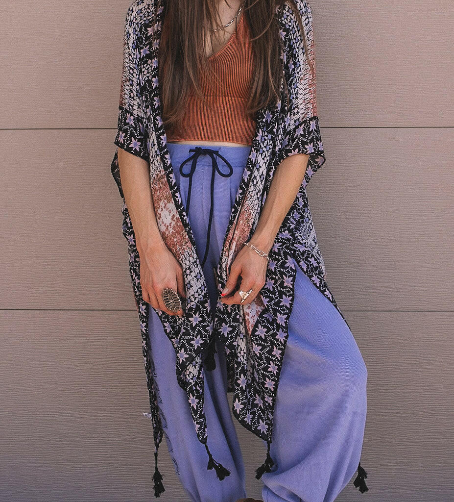 Kelsey Boho Print Combo Kimono-Kimonos-Krush Kandy, Women's Online Fashion Boutique Located in Phoenix, Arizona (Scottsdale Area)