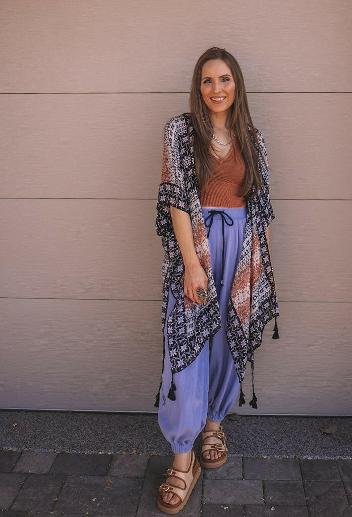 Kelsey Boho Print Combo Kimono-Kimonos-Krush Kandy, Women's Online Fashion Boutique Located in Phoenix, Arizona (Scottsdale Area)