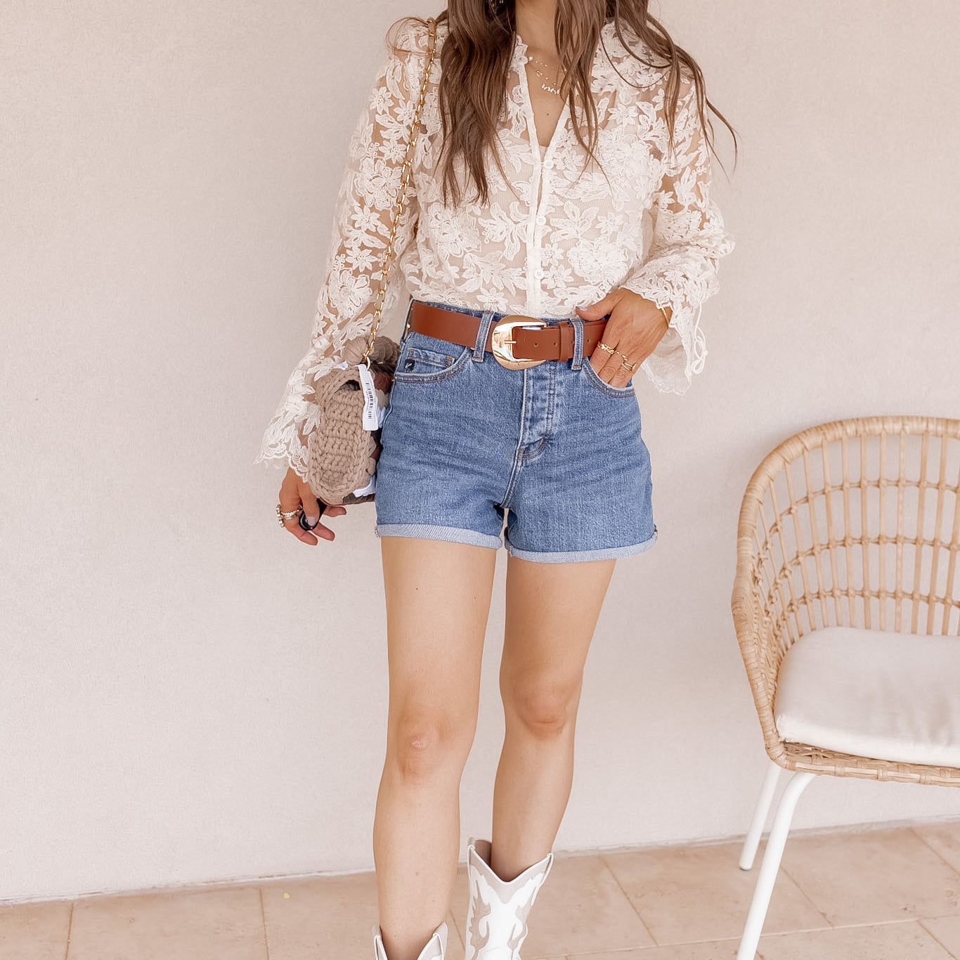 Boho Dreams Floral Lace Long Sleeve Blouse