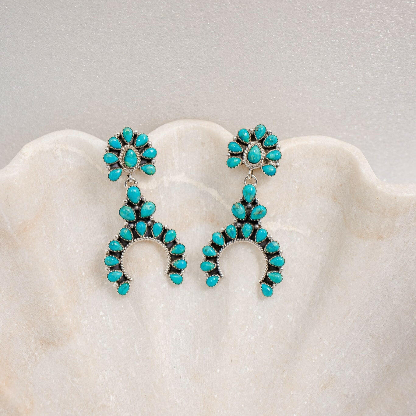 Sterling Silver & Stone Crowned Horseshoe Earrings-Drop Earrings-Krush Kandy, Women's Online Fashion Boutique Located in Phoenix, Arizona (Scottsdale Area)