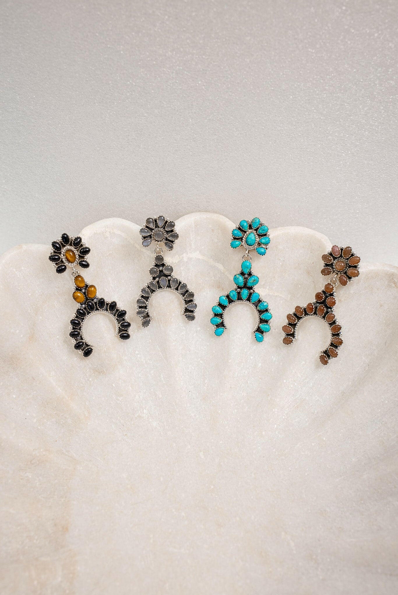 Sterling Silver & Stone Crowned Horseshoe Earrings-Drop Earrings-Krush Kandy, Women's Online Fashion Boutique Located in Phoenix, Arizona (Scottsdale Area)