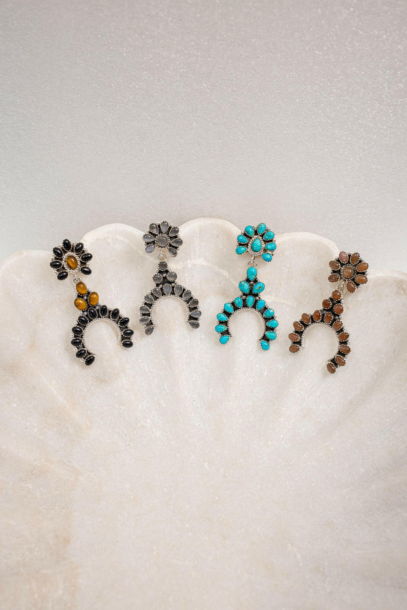 Sterling Silver & Stone Crowned Horseshoe Earrings-Drop Earrings-Krush Kandy, Women's Online Fashion Boutique Located in Phoenix, Arizona (Scottsdale Area)