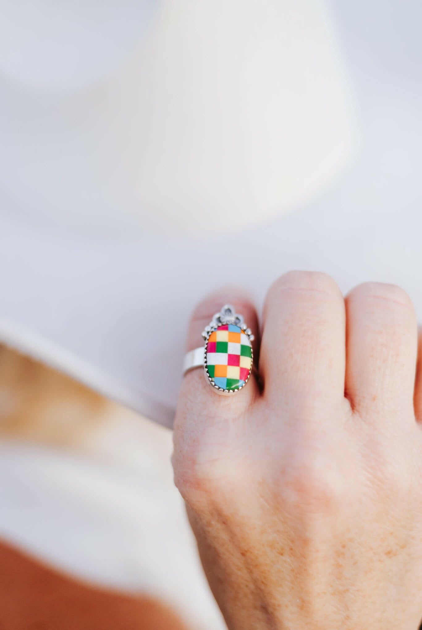 Summer Checkers Slab Rings-Rings-Krush Kandy, Women's Online Fashion Boutique Located in Phoenix, Arizona (Scottsdale Area)