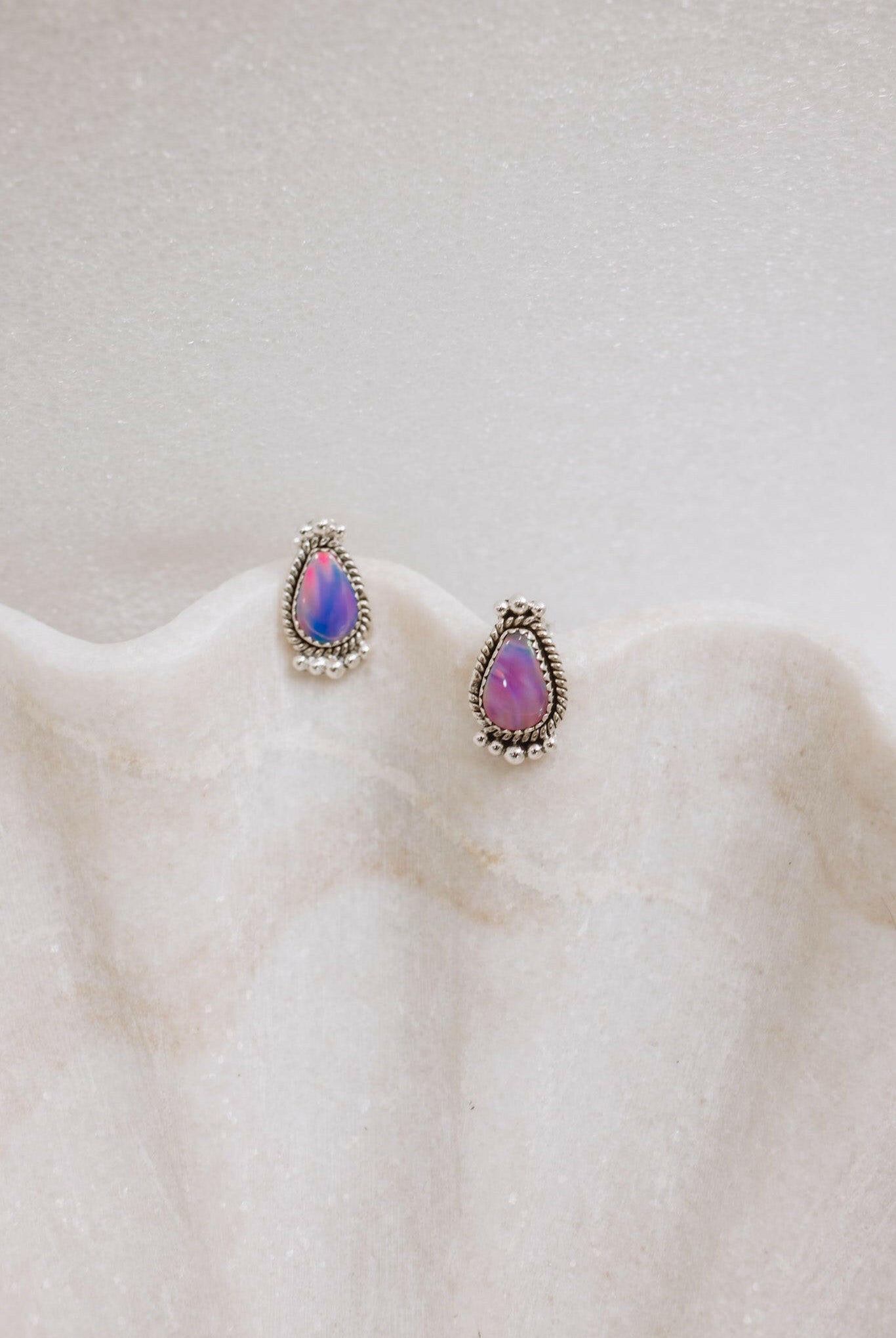 Mini Twisted Rope Single Stone Sterling Silver Studs-Stud Earrings-Krush Kandy, Women's Online Fashion Boutique Located in Phoenix, Arizona (Scottsdale Area)