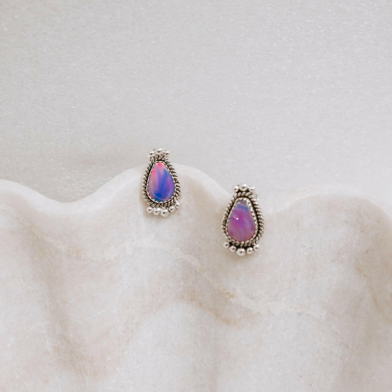 Mini Twisted Rope Single Stone Sterling Silver Studs-Stud Earrings-Krush Kandy, Women's Online Fashion Boutique Located in Phoenix, Arizona (Scottsdale Area)