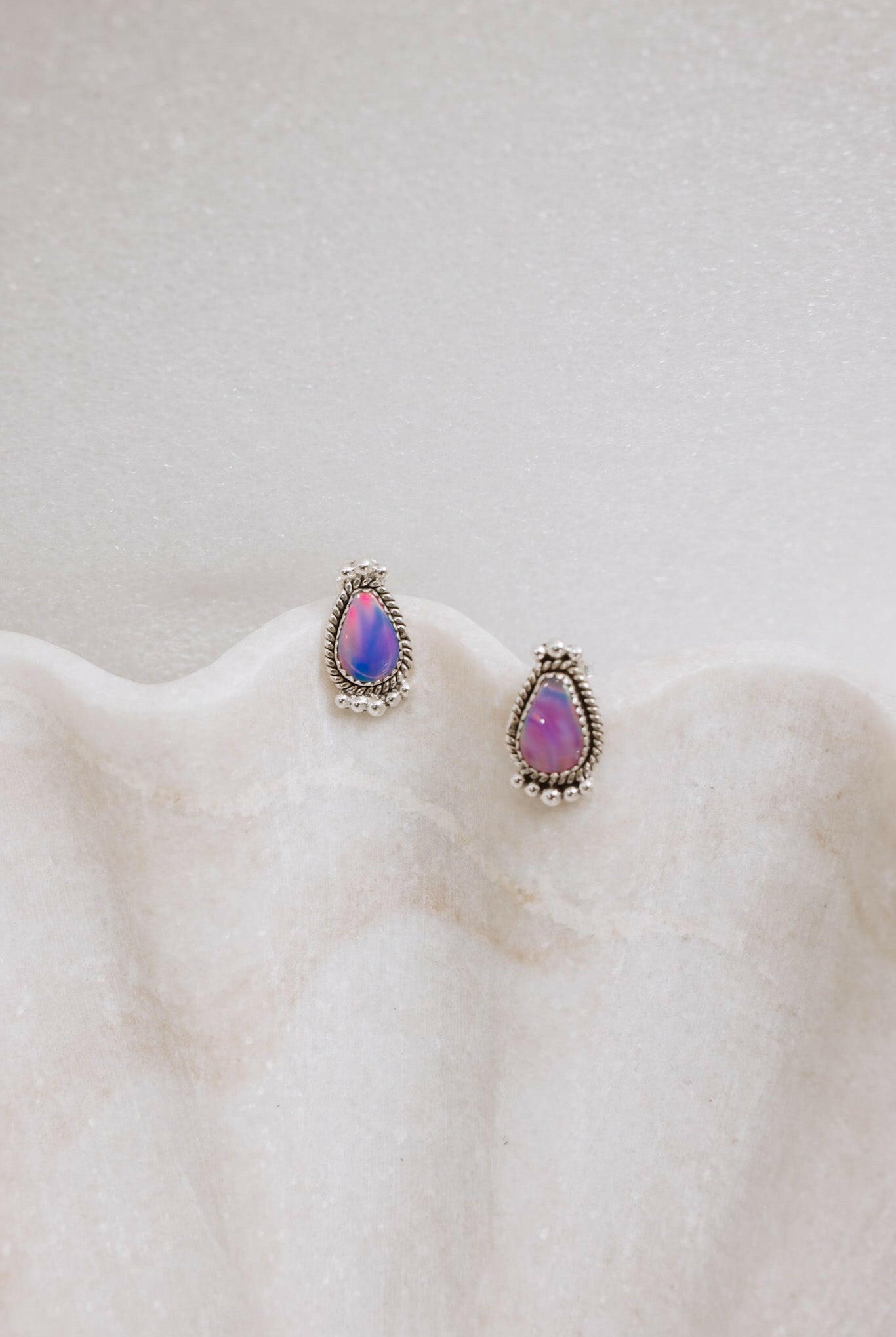 Mini Twisted Rope Single Stone Sterling Silver Studs-Stud Earrings-Krush Kandy, Women's Online Fashion Boutique Located in Phoenix, Arizona (Scottsdale Area)