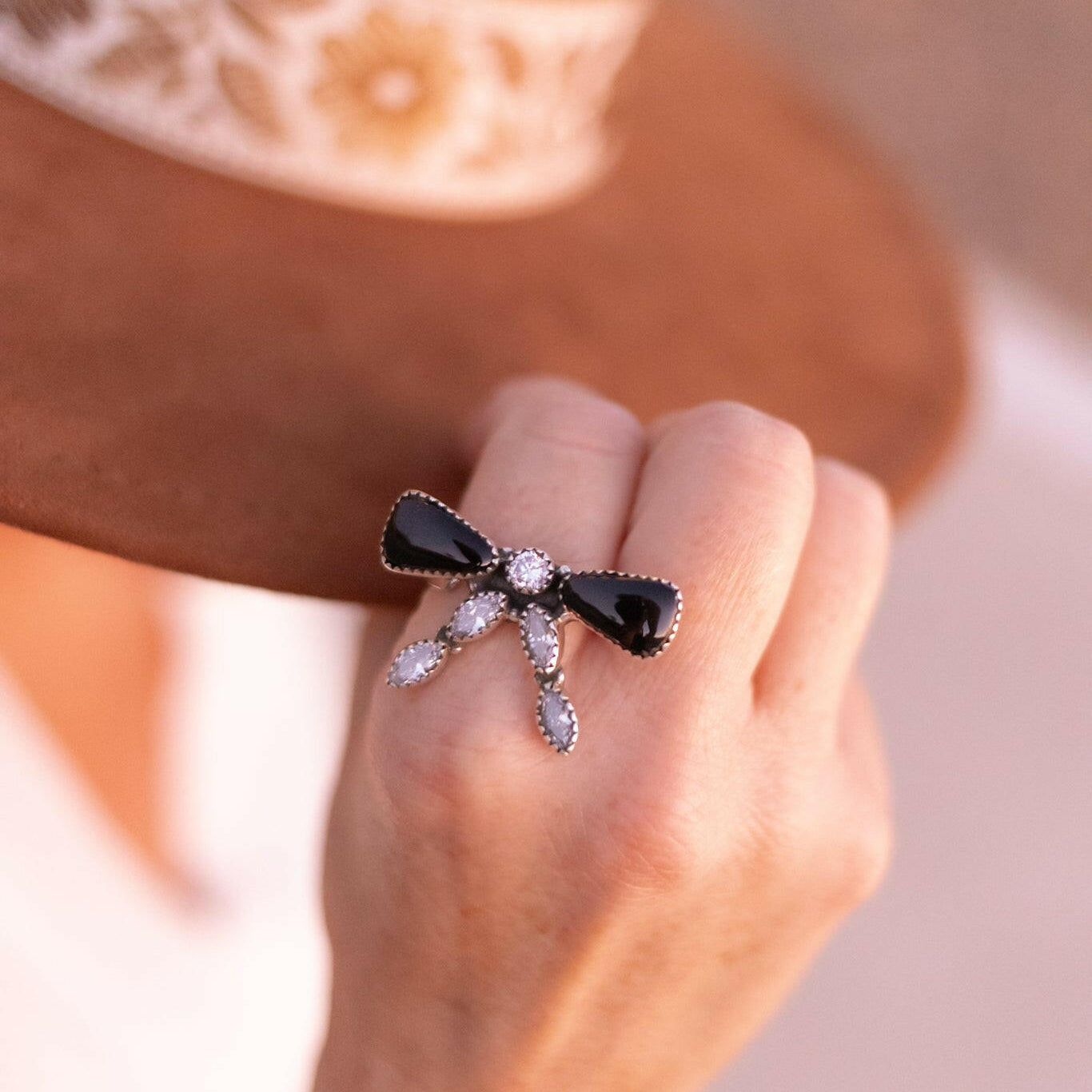 Bow & Crystal Stone Ring-Rings-Krush Kandy, Women's Online Fashion Boutique Located in Phoenix, Arizona (Scottsdale Area)