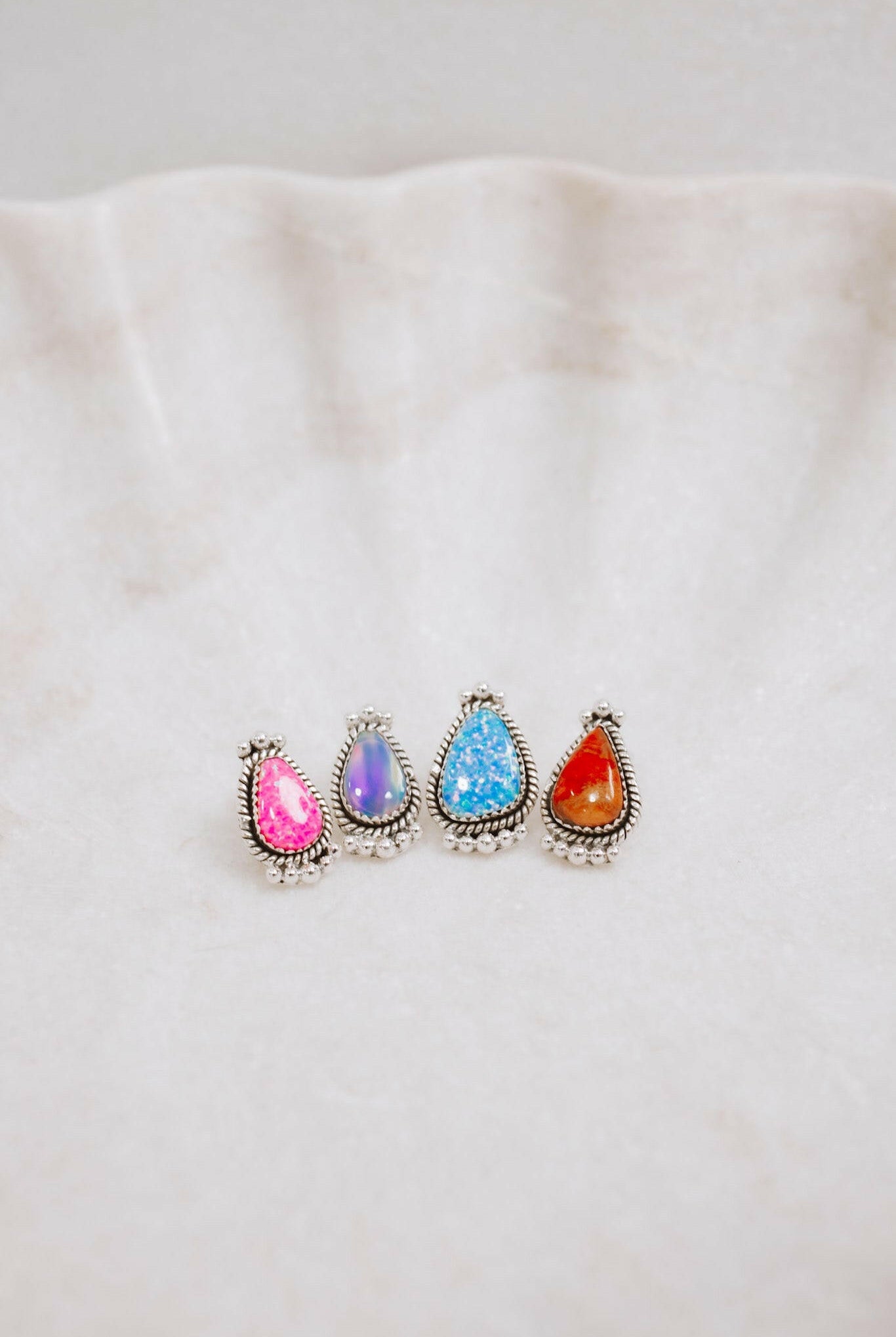 Mini Twisted Rope Single Stone Sterling Silver Studs-Stud Earrings-Krush Kandy, Women's Online Fashion Boutique Located in Phoenix, Arizona (Scottsdale Area)