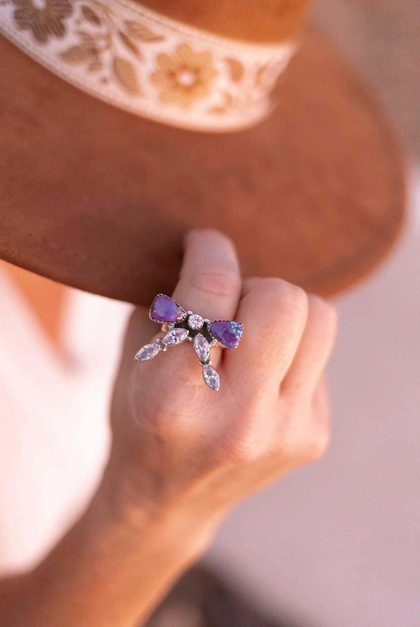 Bow & Crystal Stone Ring-Rings-Krush Kandy, Women's Online Fashion Boutique Located in Phoenix, Arizona (Scottsdale Area)