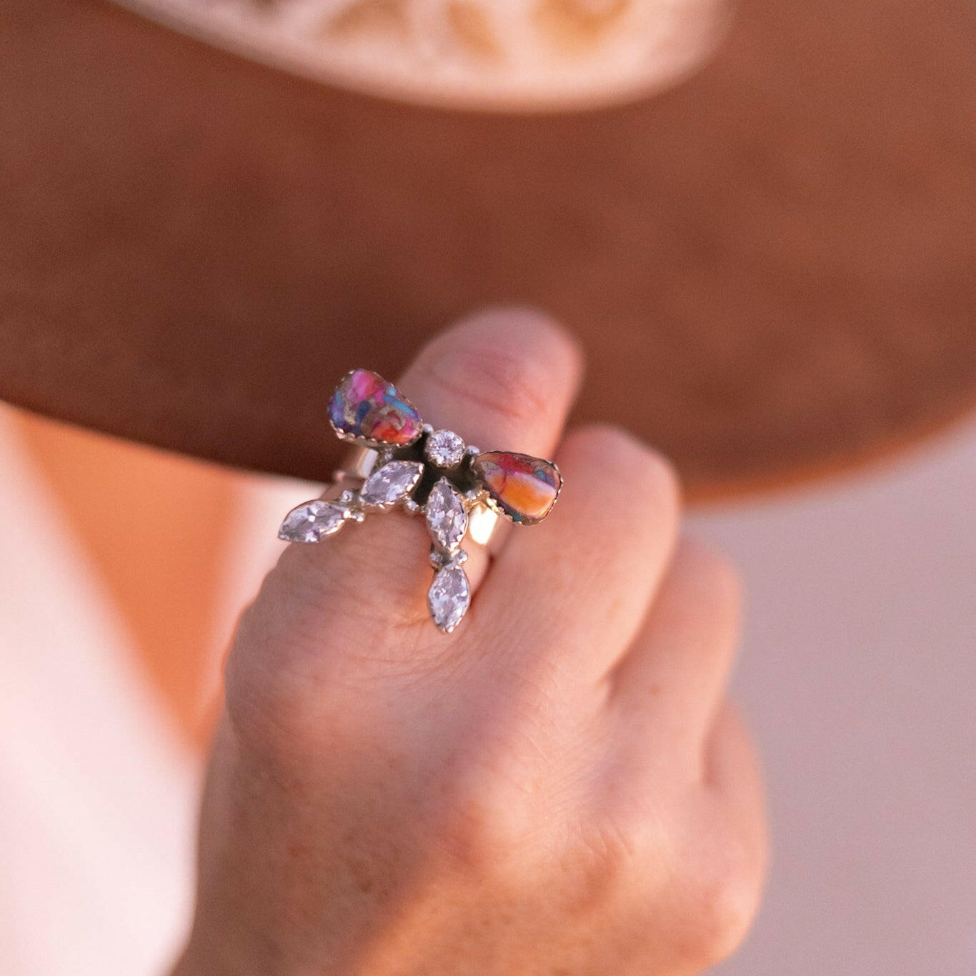 Bow & Crystal Stone Ring-Rings-Krush Kandy, Women's Online Fashion Boutique Located in Phoenix, Arizona (Scottsdale Area)