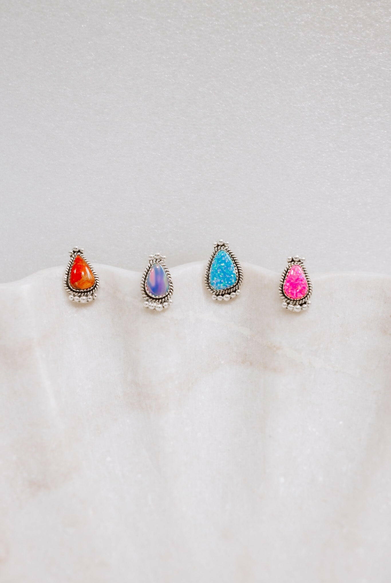 Mini Twisted Rope Single Stone Sterling Silver Studs-Stud Earrings-Krush Kandy, Women's Online Fashion Boutique Located in Phoenix, Arizona (Scottsdale Area)