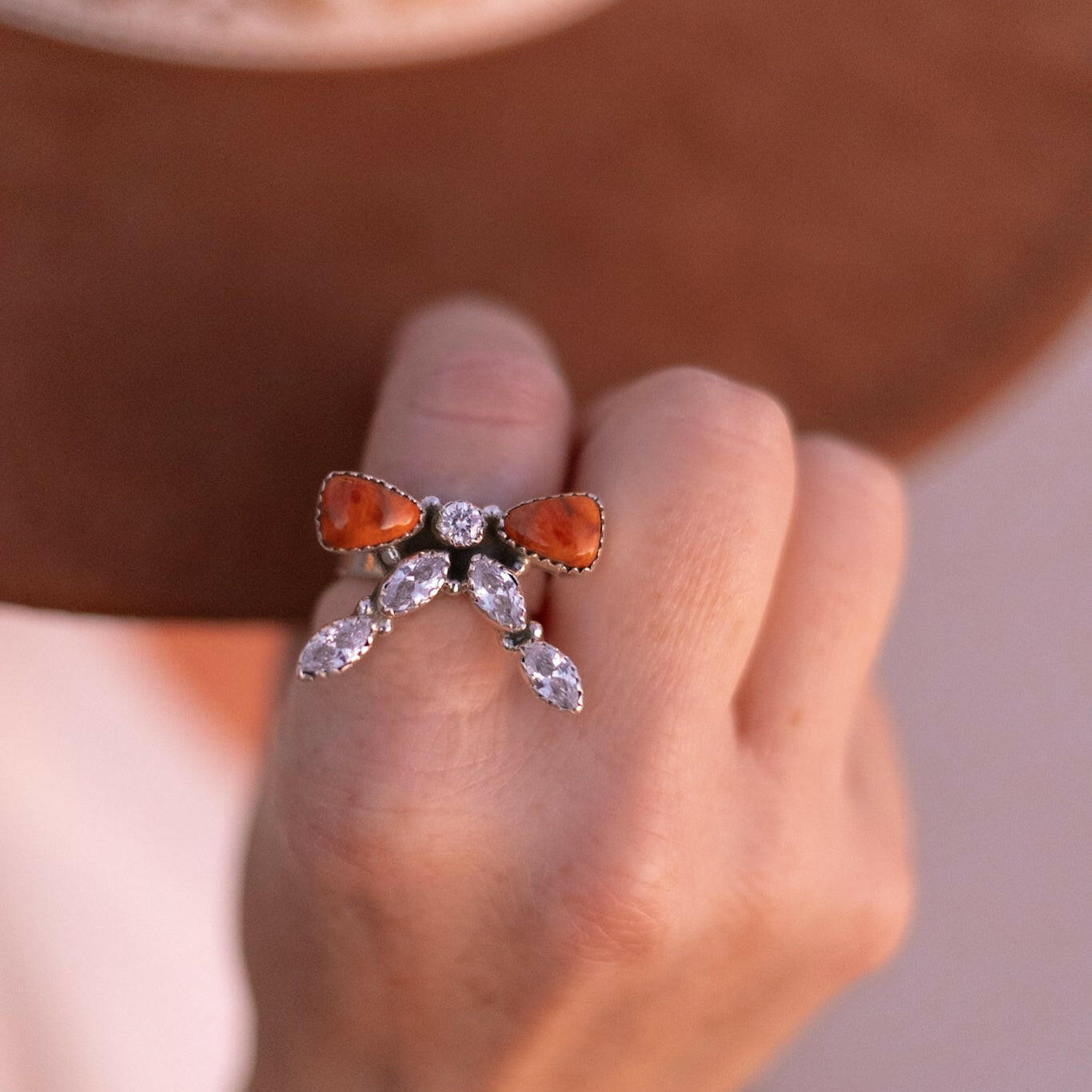 Bow & Crystal Stone Ring-Rings-Krush Kandy, Women's Online Fashion Boutique Located in Phoenix, Arizona (Scottsdale Area)