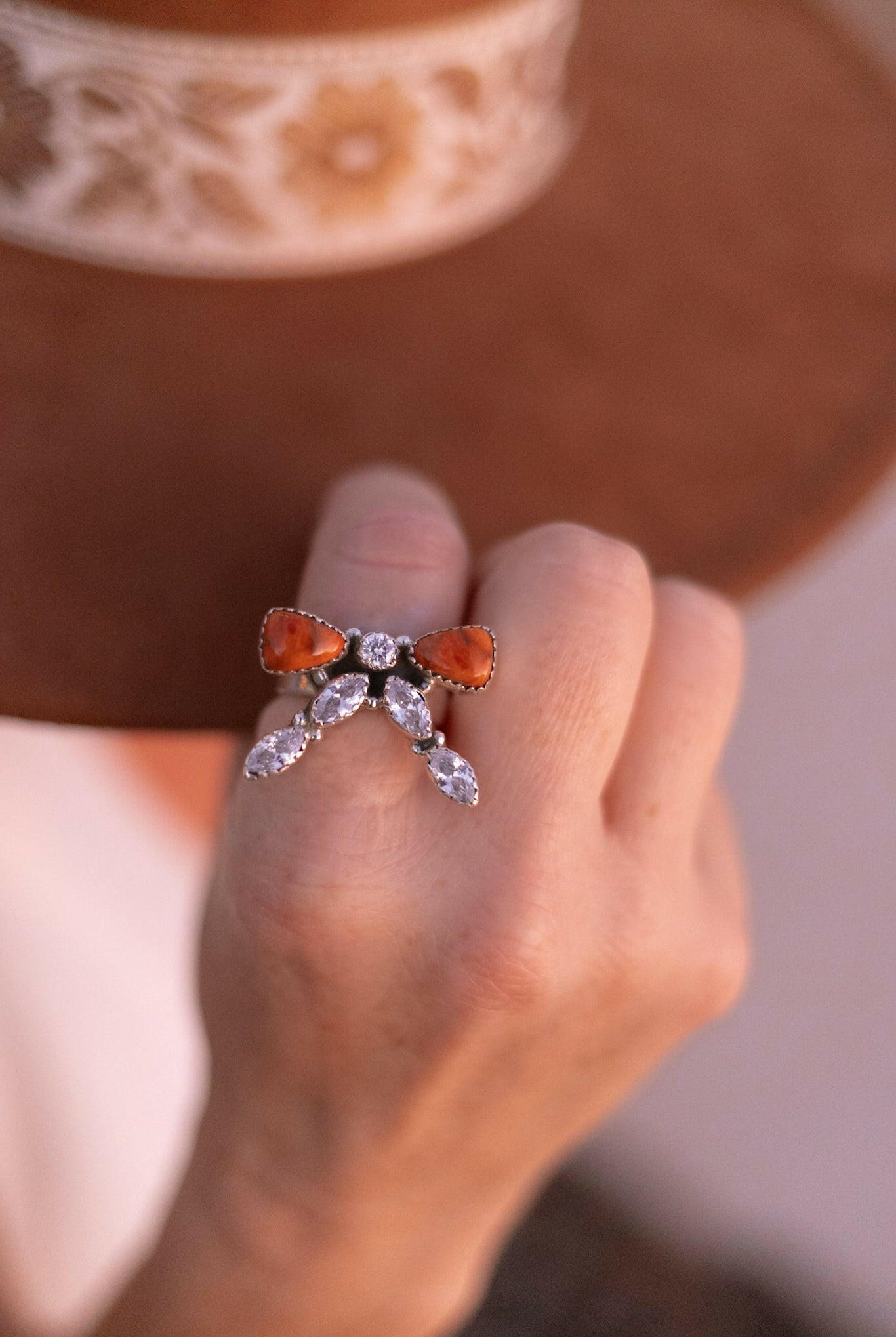 Bow & Crystal Stone Ring-Rings-Krush Kandy, Women's Online Fashion Boutique Located in Phoenix, Arizona (Scottsdale Area)