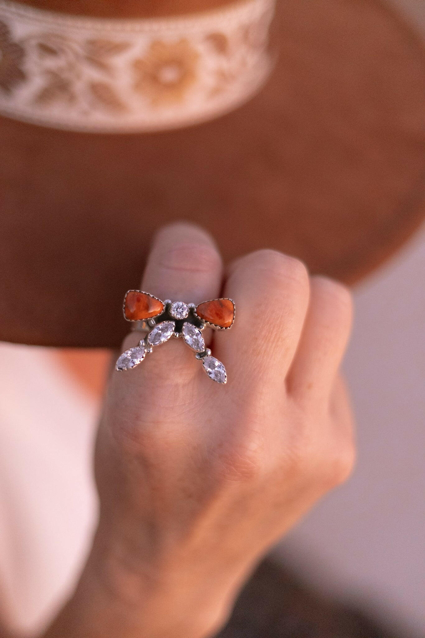Bow & Crystal Stone Ring-Rings-Krush Kandy, Women's Online Fashion Boutique Located in Phoenix, Arizona (Scottsdale Area)