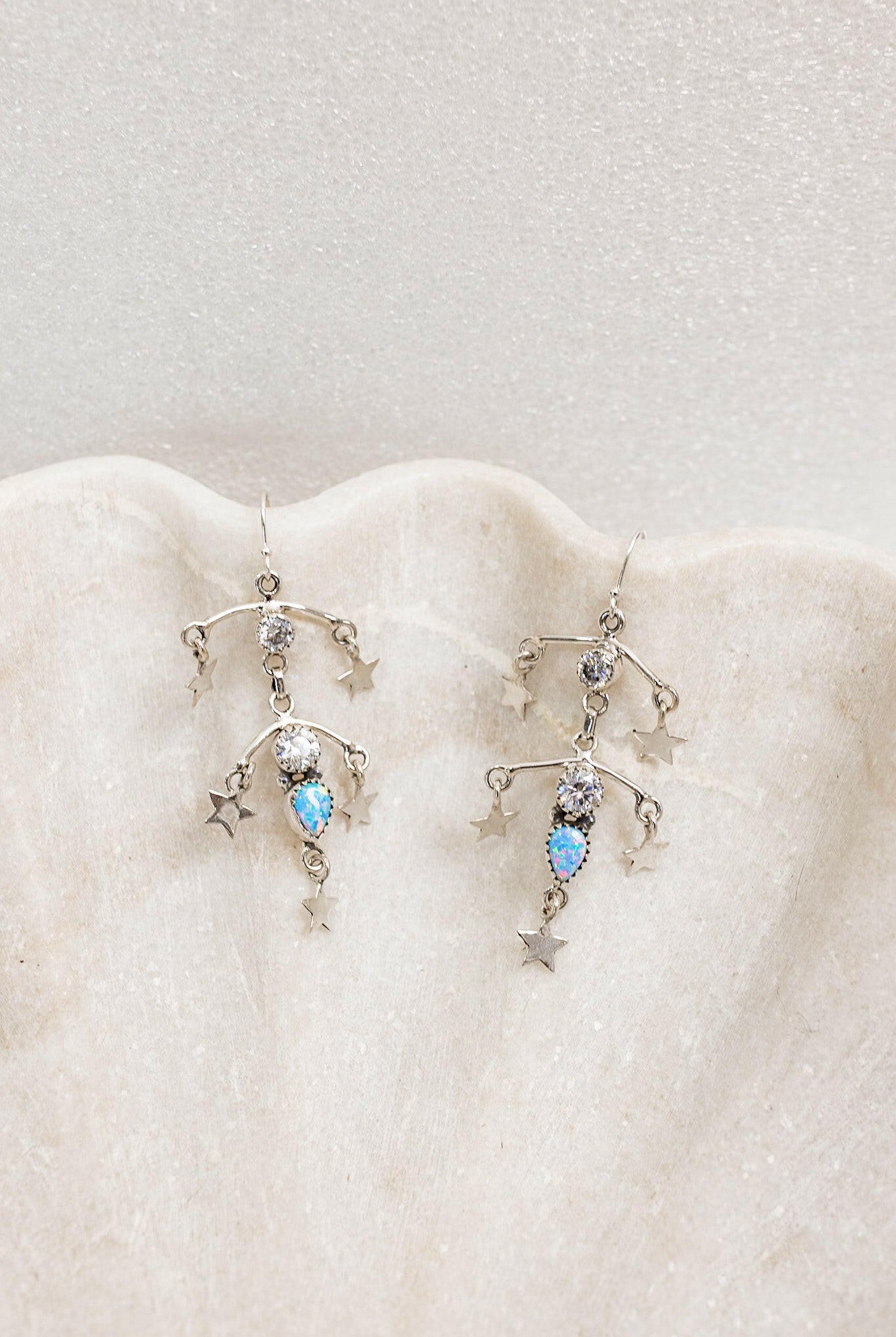 Crystal & Opal Star Drop Chandelier Earrings-Drop Earrings-Krush Kandy, Women's Online Fashion Boutique Located in Phoenix, Arizona (Scottsdale Area)
