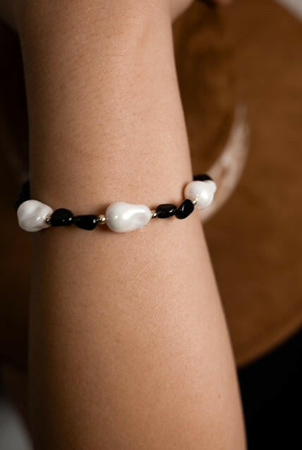 Freshwater Pearl & Onyx Bracelet-Bracelets-Krush Kandy, Women's Online Fashion Boutique Located in Phoenix, Arizona (Scottsdale Area)