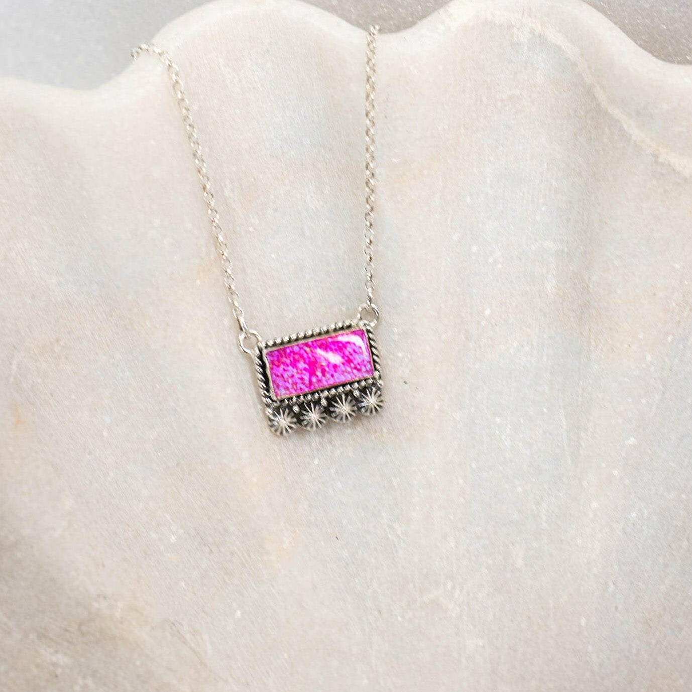 Square Dance Sterling Silver Bar Necklace-Squash Blossom Necklaces-Krush Kandy, Women's Online Fashion Boutique Located in Phoenix, Arizona (Scottsdale Area)