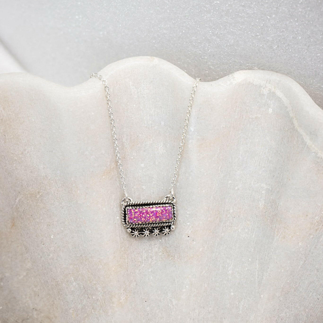 Square Dance Sterling Silver Bar Necklace-Squash Blossom Necklaces-Krush Kandy, Women's Online Fashion Boutique Located in Phoenix, Arizona (Scottsdale Area)