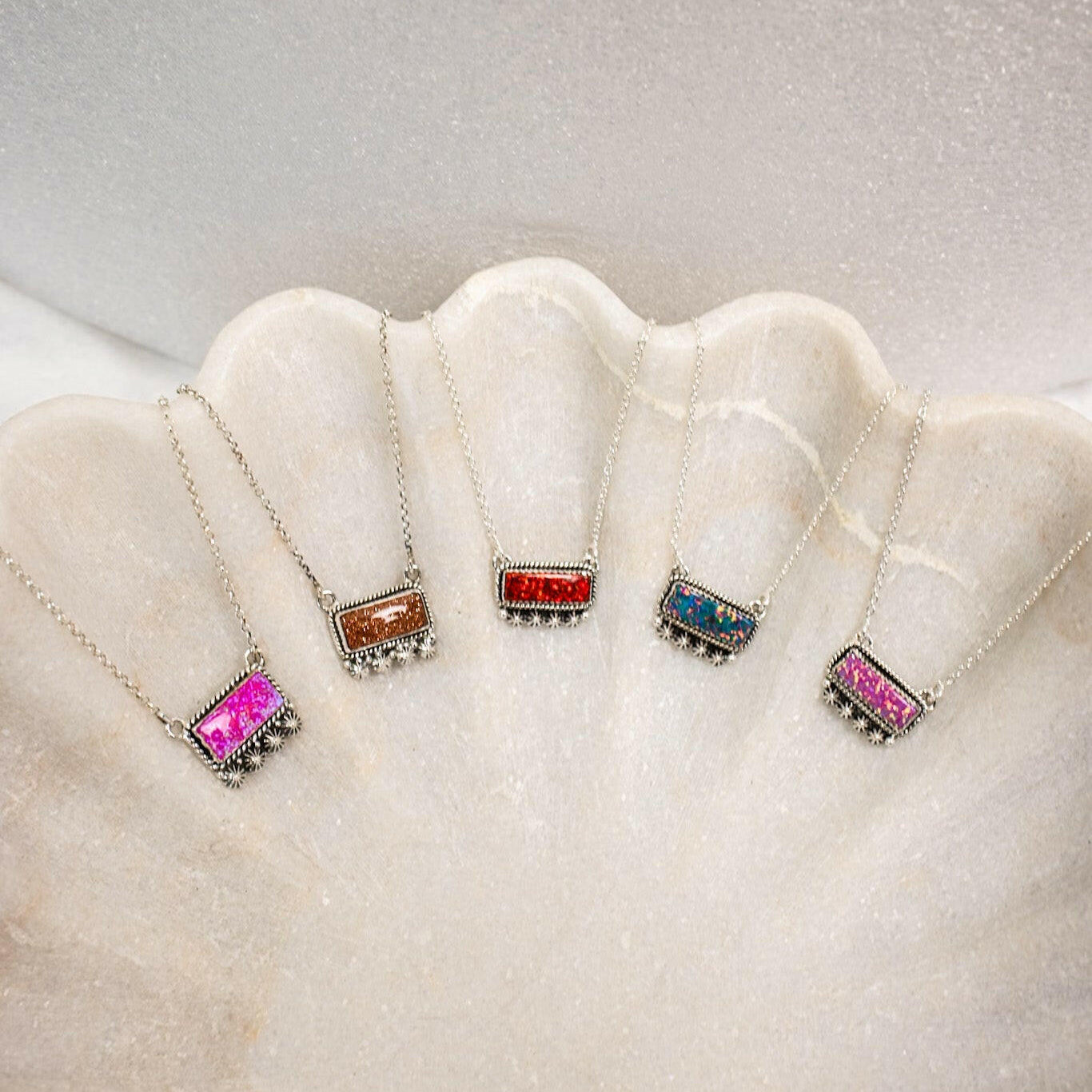 Square Dance Sterling Silver Bar Necklace-Squash Blossom Necklaces-Krush Kandy, Women's Online Fashion Boutique Located in Phoenix, Arizona (Scottsdale Area)