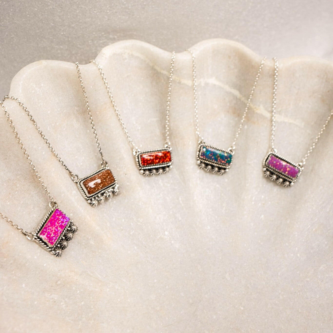 Square Dance Sterling Silver Bar Necklace-Squash Blossom Necklaces-Krush Kandy, Women's Online Fashion Boutique Located in Phoenix, Arizona (Scottsdale Area)