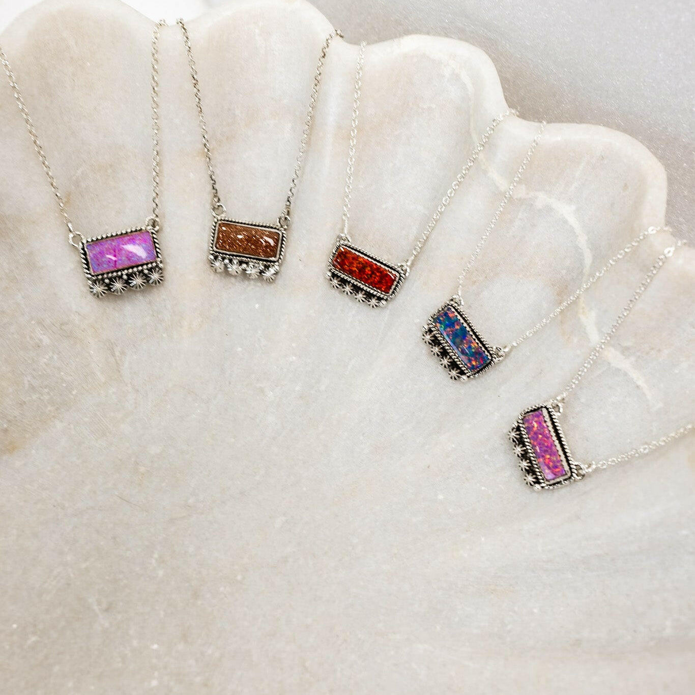 Square Dance Sterling Silver Bar Necklace-Squash Blossom Necklaces-Krush Kandy, Women's Online Fashion Boutique Located in Phoenix, Arizona (Scottsdale Area)