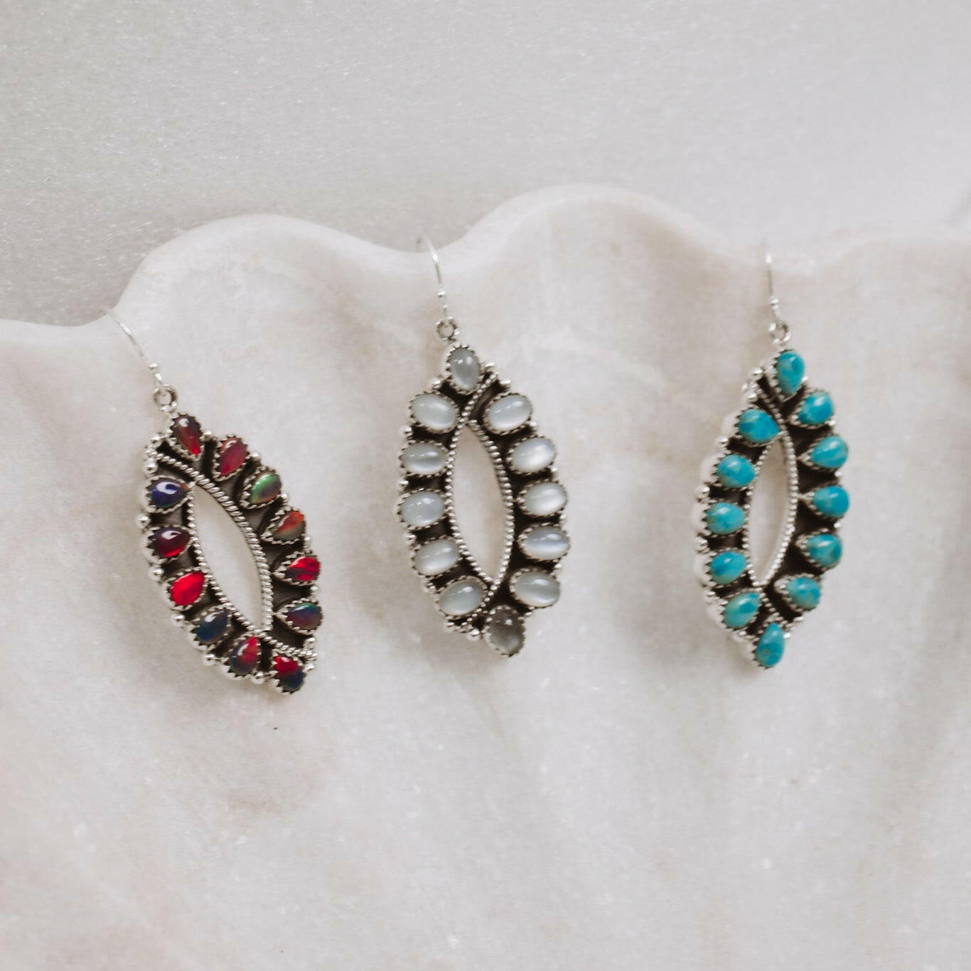 Perfect Fit Sterling Silver Stone Cluster Earrings-Stud Earrings-Krush Kandy, Women's Online Fashion Boutique Located in Phoenix, Arizona (Scottsdale Area)