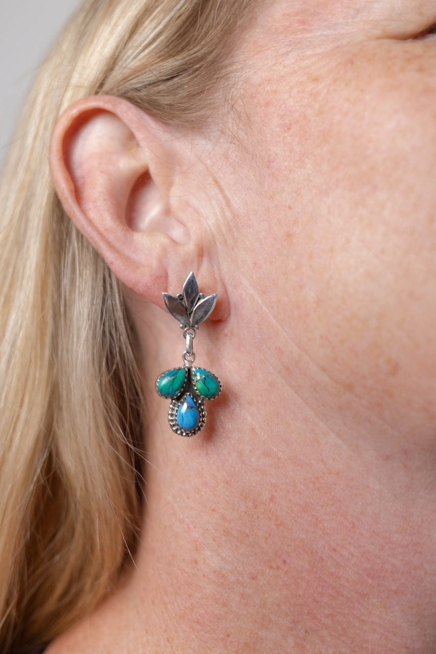 Vibrant Soul Peacock Dahlia Earrings-Earrings-Krush Kandy, Women's Online Fashion Boutique Located in Phoenix, Arizona (Scottsdale Area)