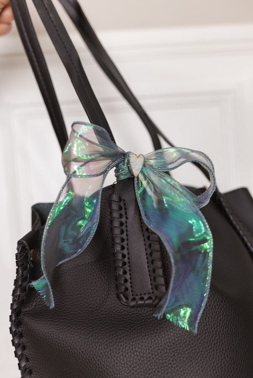 Multi Foil Ribbon With Versatile Heart Charm-Krush Kandy, Women's Online Fashion Boutique Located in Phoenix, Arizona (Scottsdale Area)