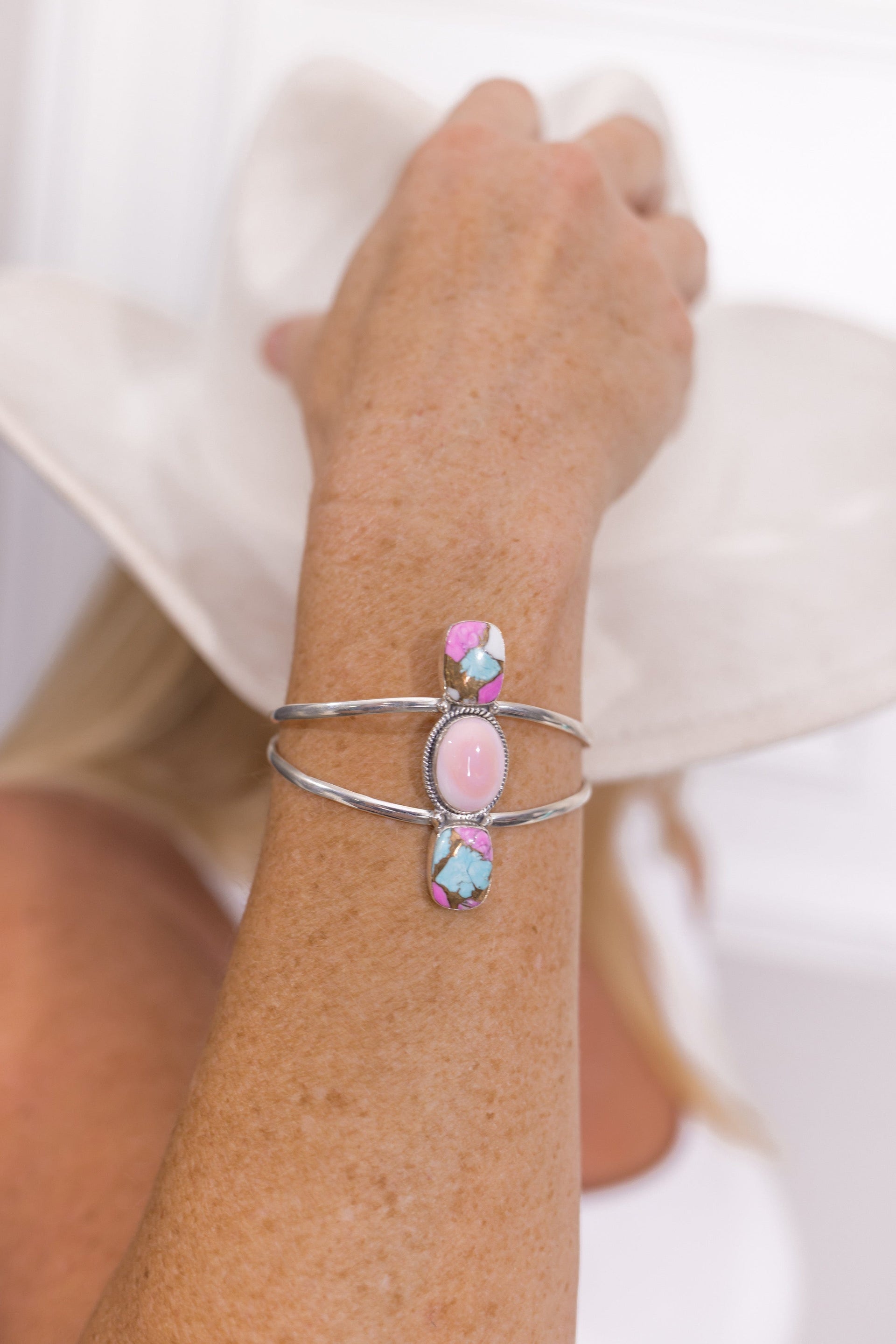 Pink Conch & Cotton Kandy Cuffs-Bracelets-Krush Kandy, Women's Online Fashion Boutique Located in Phoenix, Arizona (Scottsdale Area)