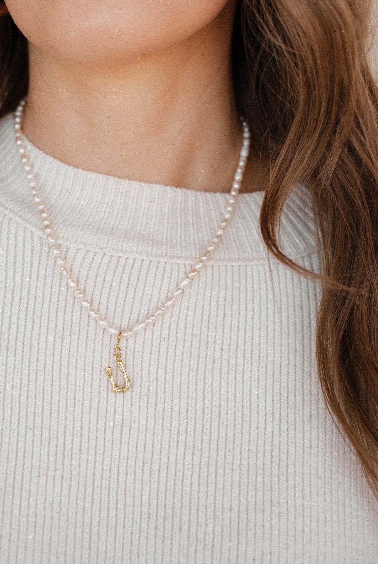 Until Now Pearl Initial Pendant Necklace-Squash Blossom Necklaces-Krush Kandy, Women's Online Fashion Boutique Located in Phoenix, Arizona (Scottsdale Area)