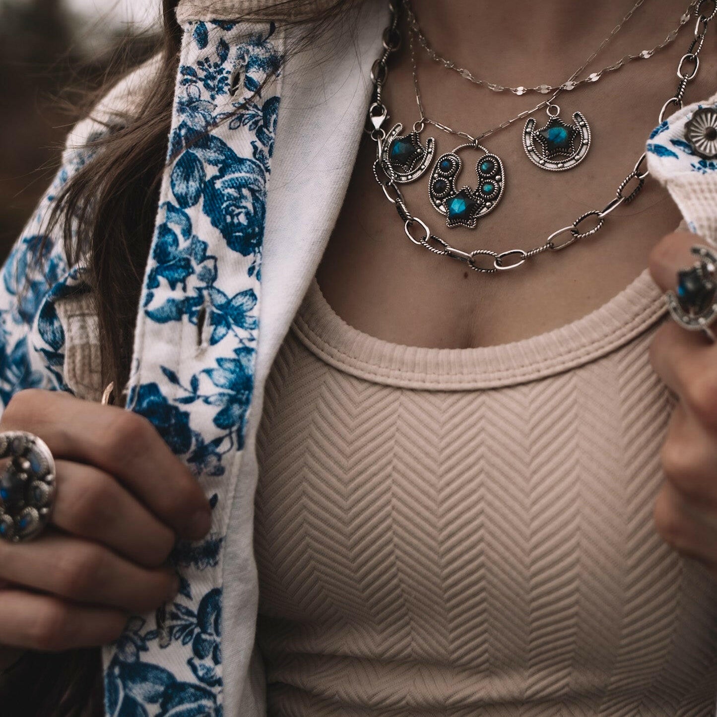 Triple Threat Horseshoe Stone Necklace-Chain Necklaces-Krush Kandy, Women's Online Fashion Boutique Located in Phoenix, Arizona (Scottsdale Area)