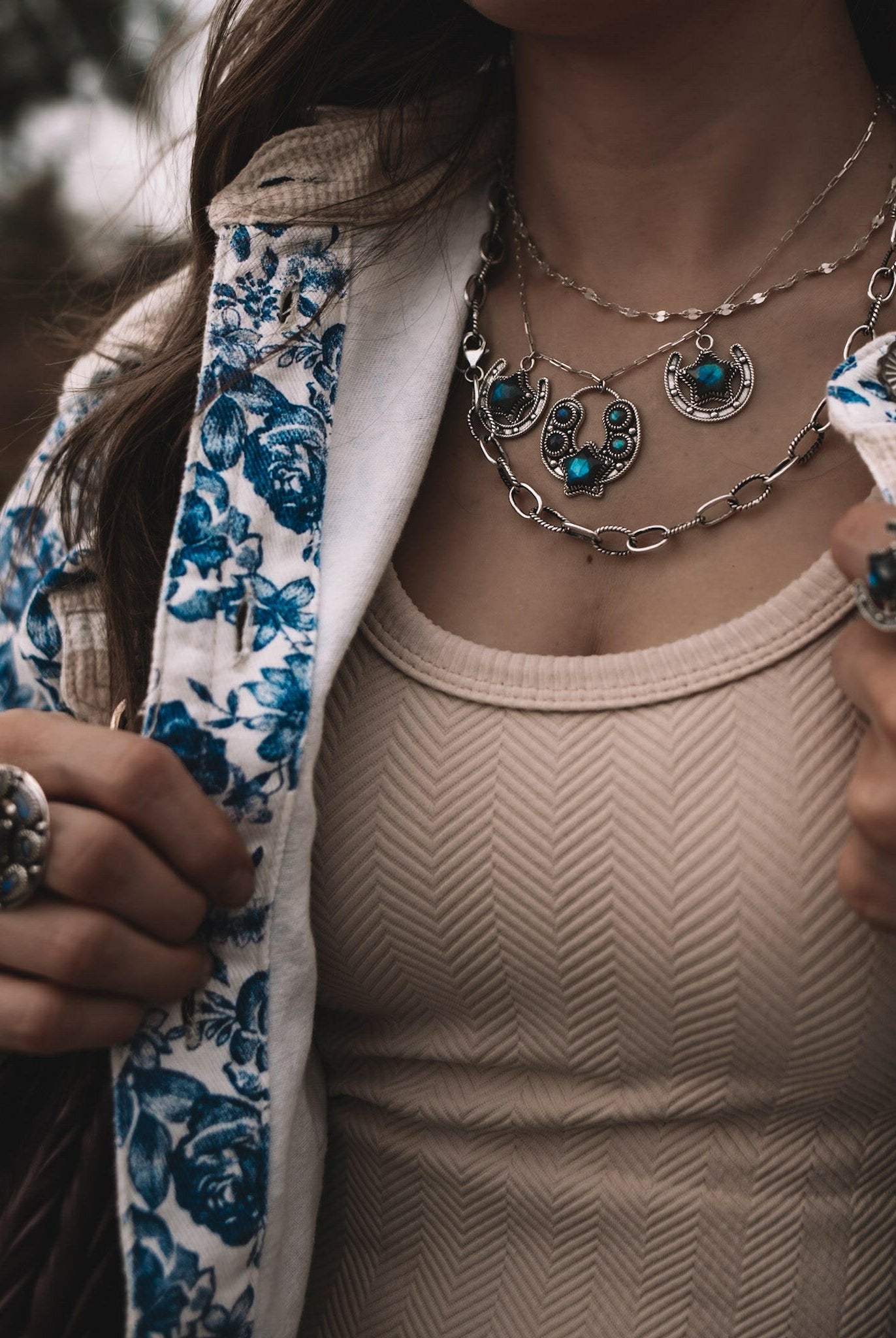 Triple Threat Horseshoe Stone Necklace-Chain Necklaces-Krush Kandy, Women's Online Fashion Boutique Located in Phoenix, Arizona (Scottsdale Area)