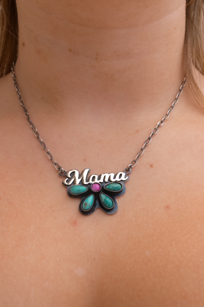 Mama Sterling Silver & Stone Necklace-Chain Necklaces-Krush Kandy, Women's Online Fashion Boutique Located in Phoenix, Arizona (Scottsdale Area)