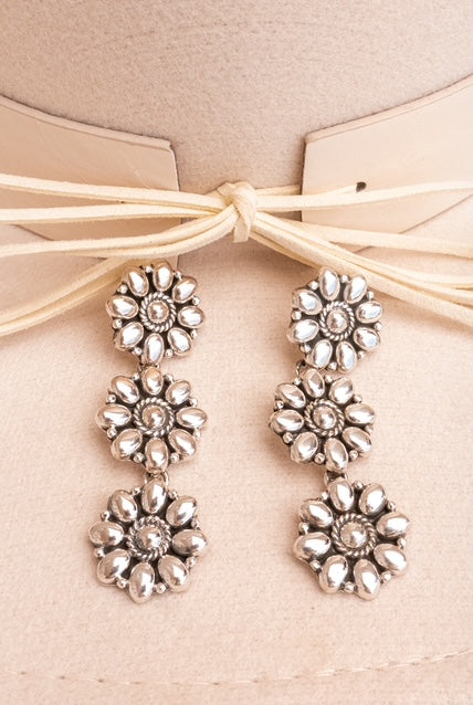 Sterling Flower Trio Earrings | By KKB-Hoop Earrings-Krush Kandy, Women's Online Fashion Boutique Located in Phoenix, Arizona (Scottsdale Area)