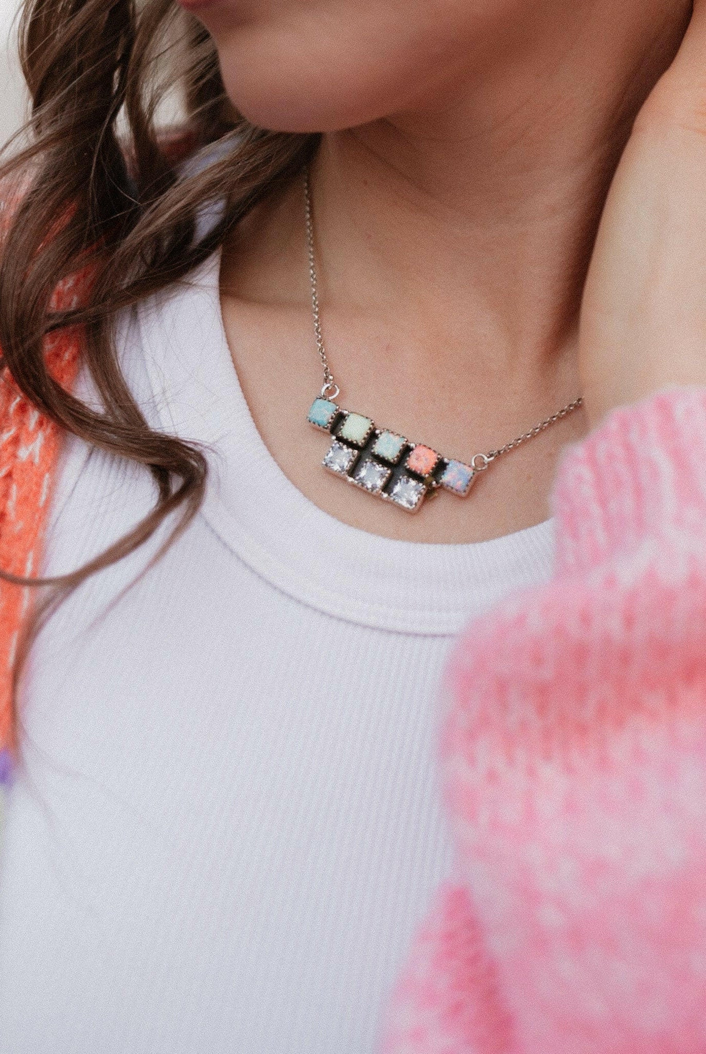 Multi Opal & Crystal Bar Set MADE TO ORDER-Chain Necklaces-Krush Kandy, Women's Online Fashion Boutique Located in Phoenix, Arizona (Scottsdale Area)