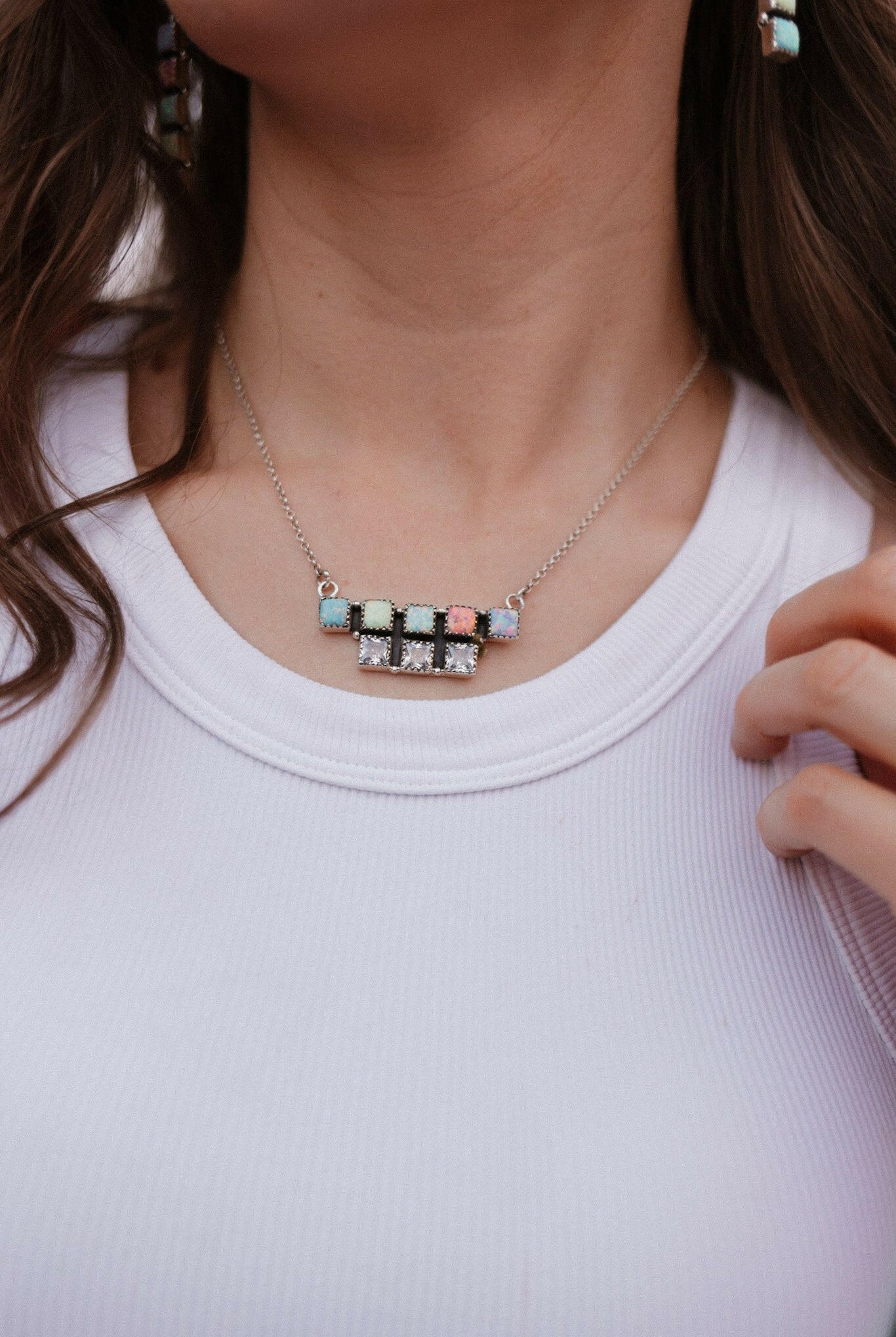 Multi Opal & Crystal Bar Set MADE TO ORDER-Chain Necklaces-Krush Kandy, Women's Online Fashion Boutique Located in Phoenix, Arizona (Scottsdale Area)