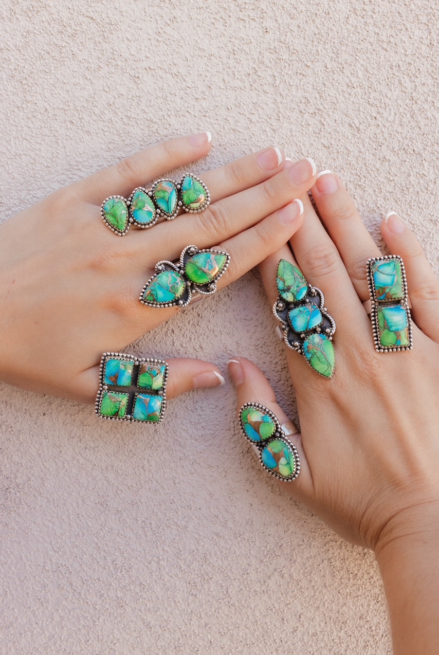 Peacock Cluster Rings-Rings-Krush Kandy, Women's Online Fashion Boutique Located in Phoenix, Arizona (Scottsdale Area)
