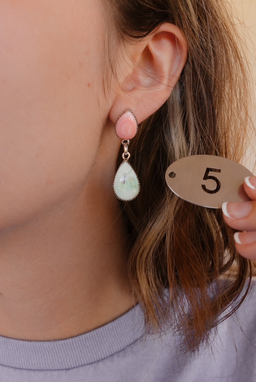 Paloma & Pink Conch Slab Drop Earrings-Earrings-Krush Kandy, Women's Online Fashion Boutique Located in Phoenix, Arizona (Scottsdale Area)