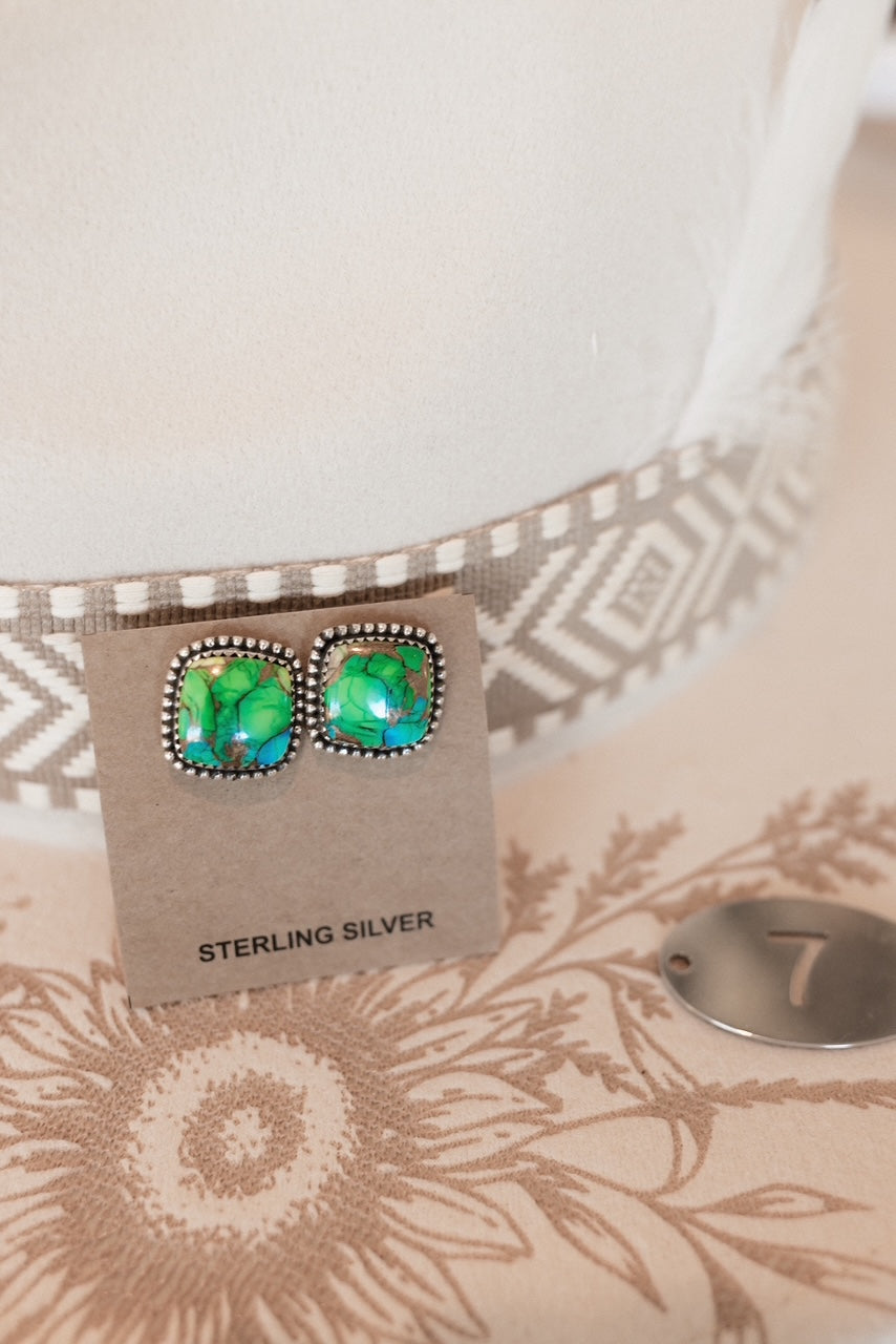 Peacock Dahlia Slab Stud Earrings-Earrings-Krush Kandy, Women's Online Fashion Boutique Located in Phoenix, Arizona (Scottsdale Area)