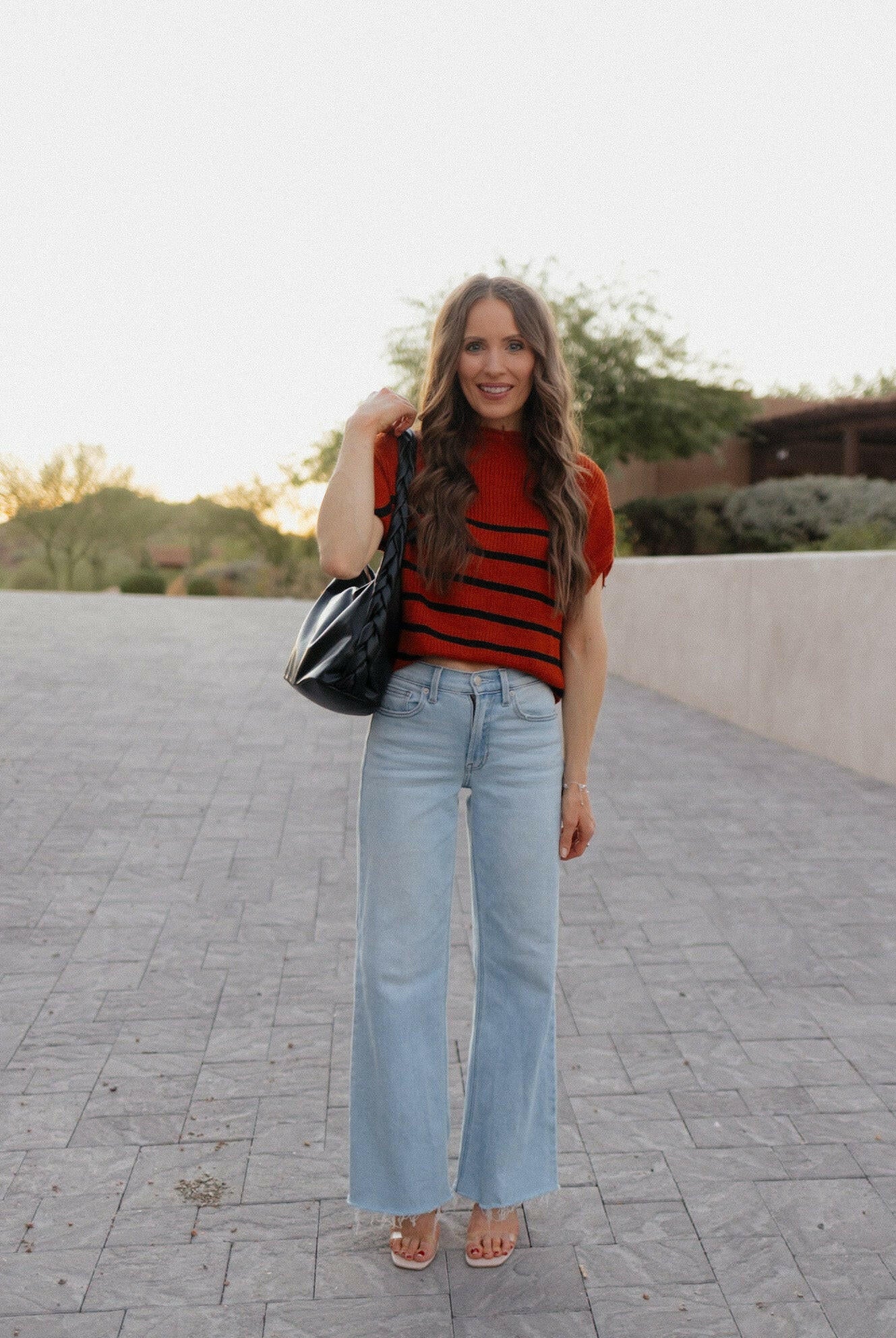 Between the Lines Striped Mock Neck Short Sleeve Sweater-Tops-Krush Kandy, Women's Online Fashion Boutique Located in Phoenix, Arizona (Scottsdale Area)