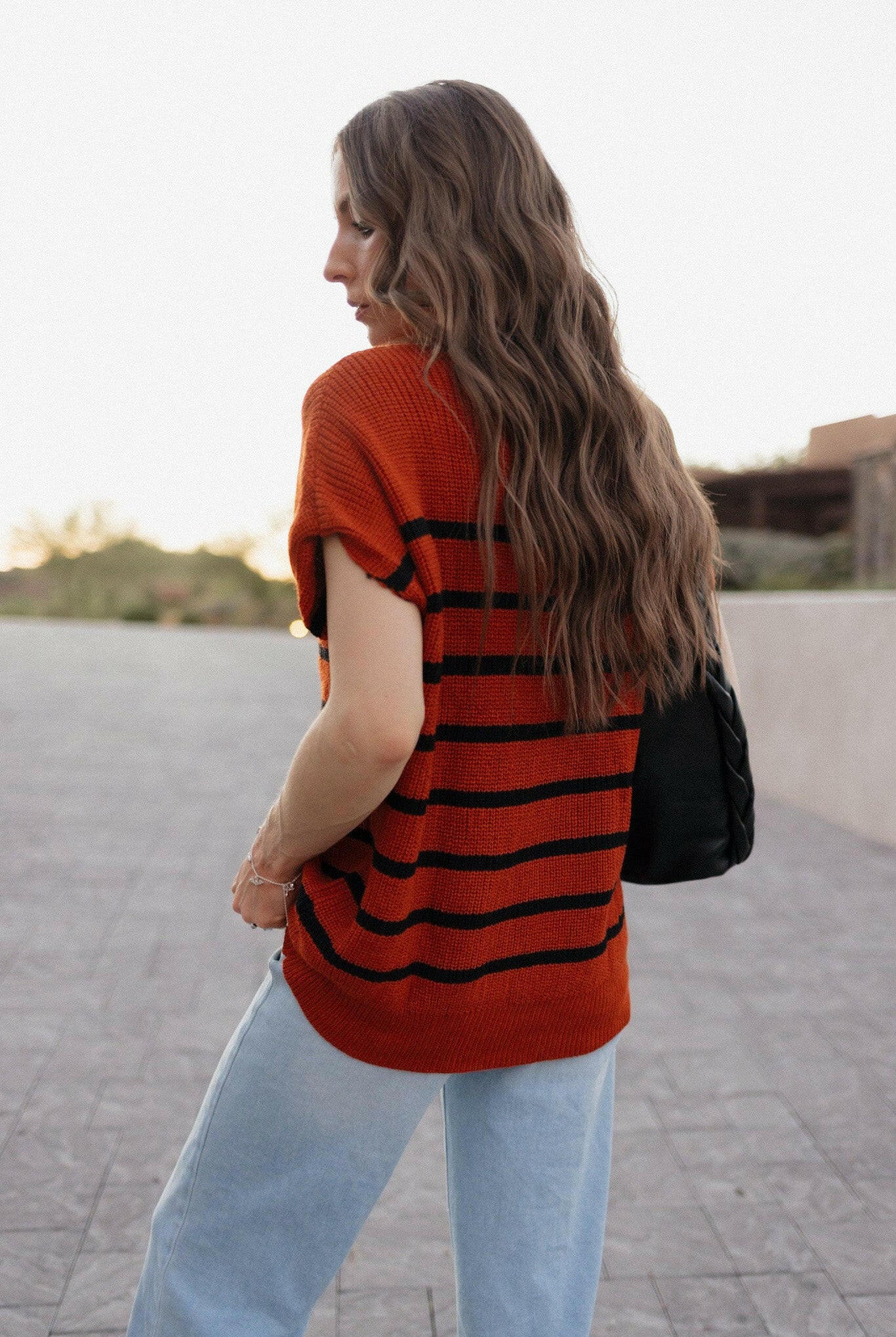 Between the Lines Striped Mock Neck Short Sleeve Sweater-Tops-Krush Kandy, Women's Online Fashion Boutique Located in Phoenix, Arizona (Scottsdale Area)