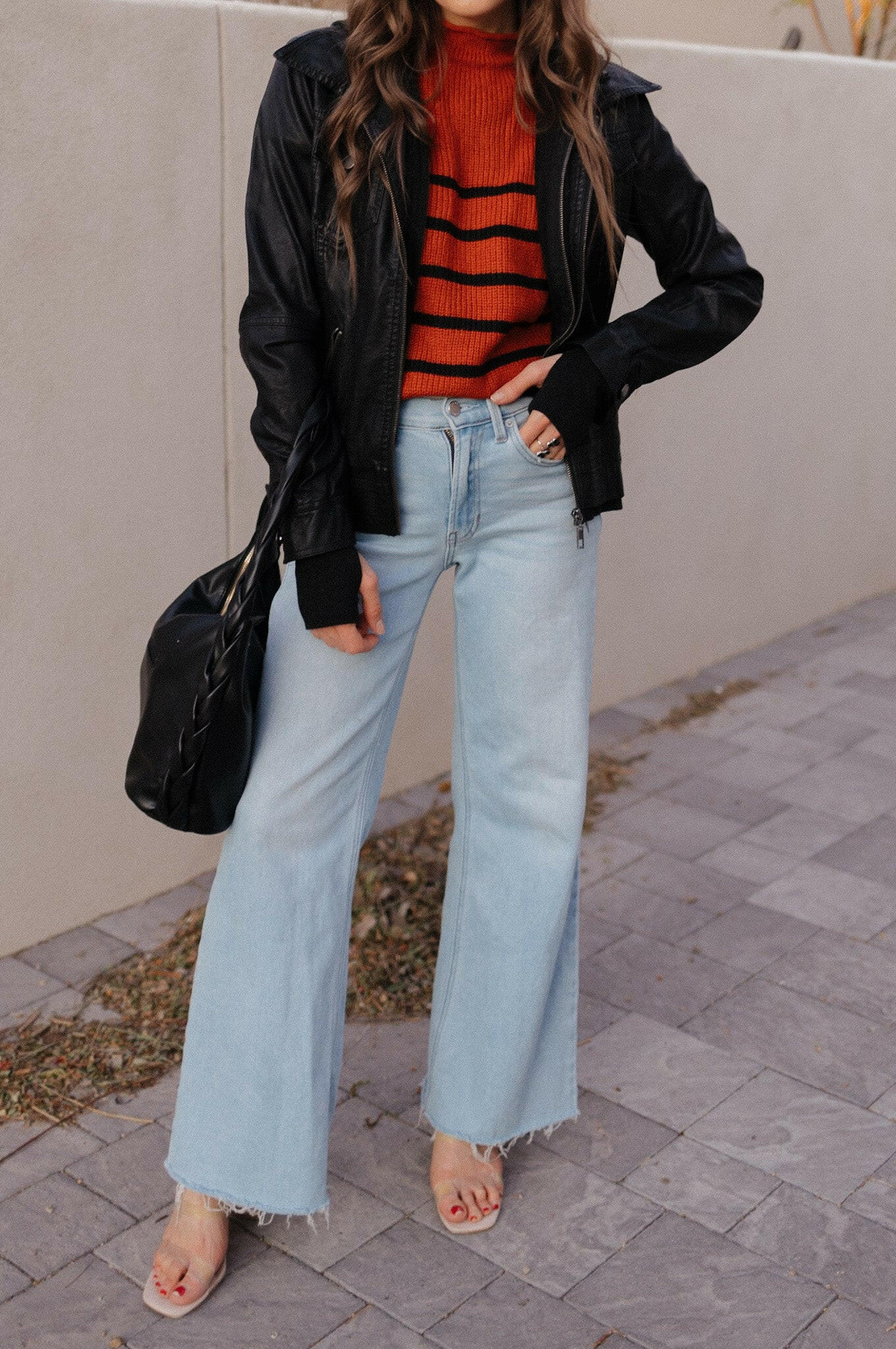 Hooded Lined Vegan Leather Moto Jacket with Thumbholes-Jackets-Krush Kandy, Women's Online Fashion Boutique Located in Phoenix, Arizona (Scottsdale Area)