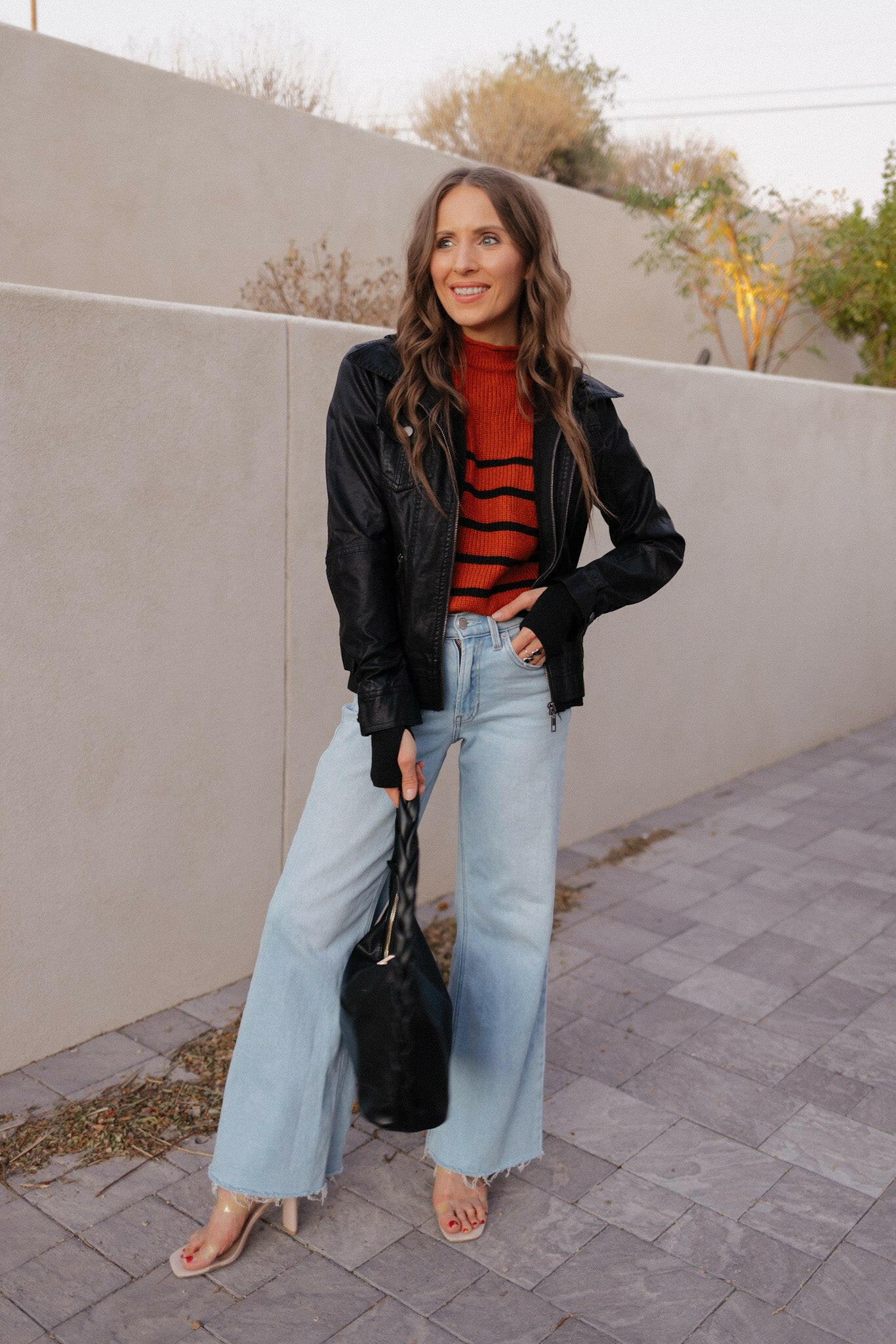 Hooded Lined Vegan Leather Moto Jacket with Thumbholes-Jackets-Krush Kandy, Women's Online Fashion Boutique Located in Phoenix, Arizona (Scottsdale Area)